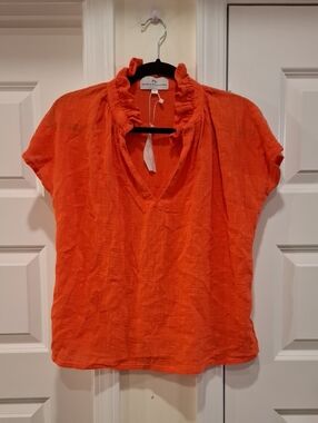 New Never A Wallflower Orange Gauze Blouse Size XS